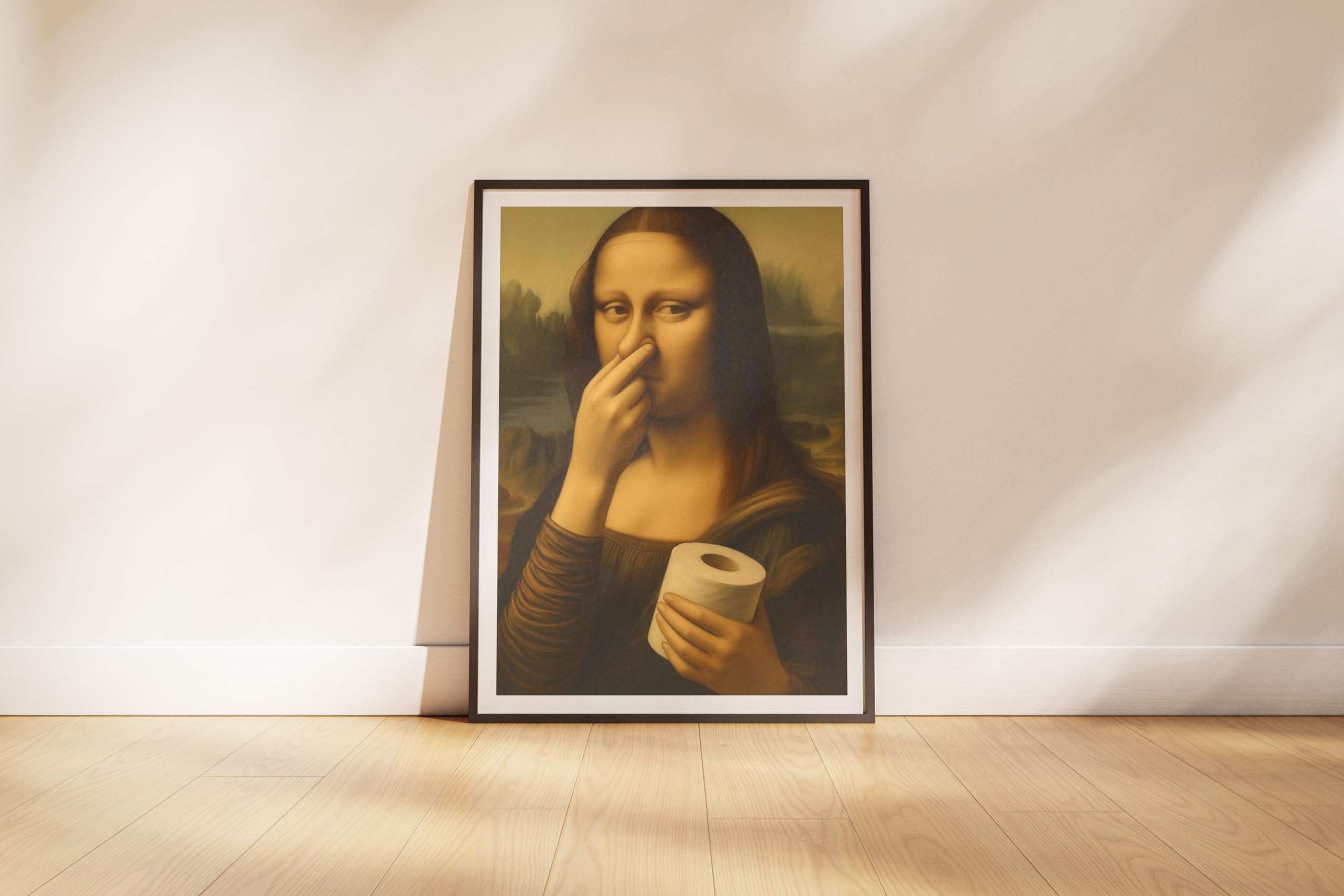 Mona Lisa Mit Wäscheklammer-Poster 40,6 X 61 Cm – Humorvoller Wanddruck Für Badezimmer & Wohnung