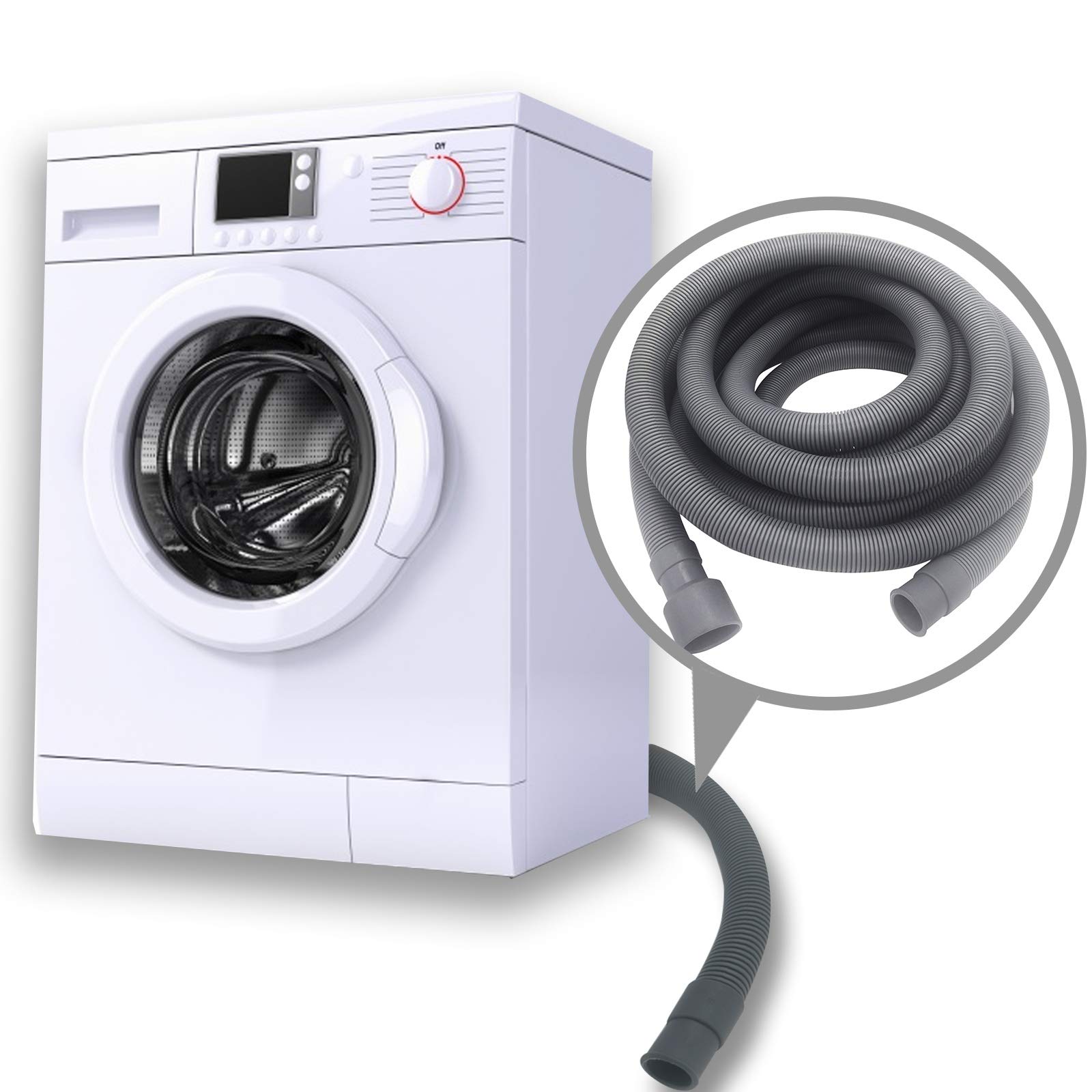 Ablaufschlauch für Waschmaschine, 10 m, Ablaufschlauch-Verlängerungssets, flexibler gewellter Ablaufschlauch für Waschmaschine, passend für 3,8 cm mit 1 Adapter, 1 U-Biegungshalter, 2 Schlauchschellen