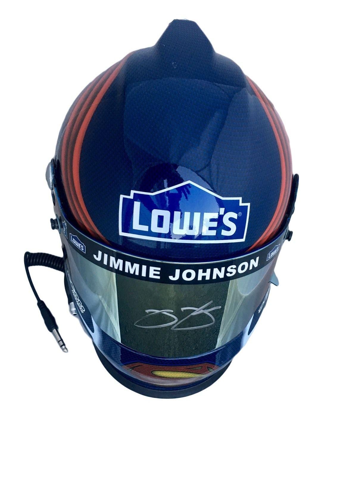 Jimmie Johnson Lowes (Superman) Signed Full Size Helmet Jsa - Autographed NASCAR Helmets
