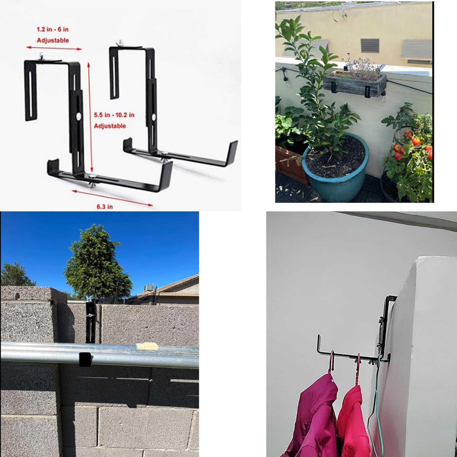 2 staffe per fioriere, supporti per fioriere per ringhiere e recinzioni, perfette per fioriere sospese per finestre e giardini a