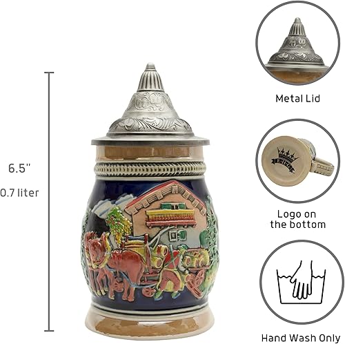 Miniatura 3 de Essence of Europe Gifts E.H.G - Jarras de Cerveza y Jarra Stein (0,7 litros), para hombre, pintadas a mano, de cerámica, para amantes de la cerveza,