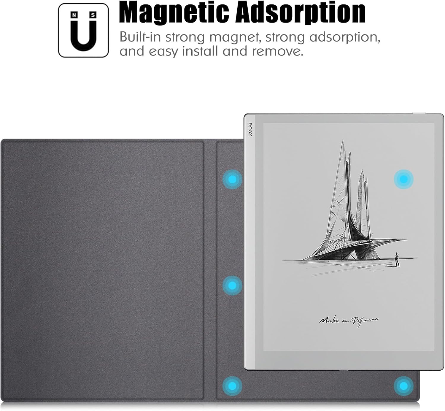 BOZHUORUI Magnetic Case for Onyx Boox Go 10.3 / Boox Tablet Go 10.3 Lumi (1th/2th Gen,2024/2026 Released),with Auto Sleep/Wake,Slim & Lightweight,PU Leather Protective Cover,Mint Green