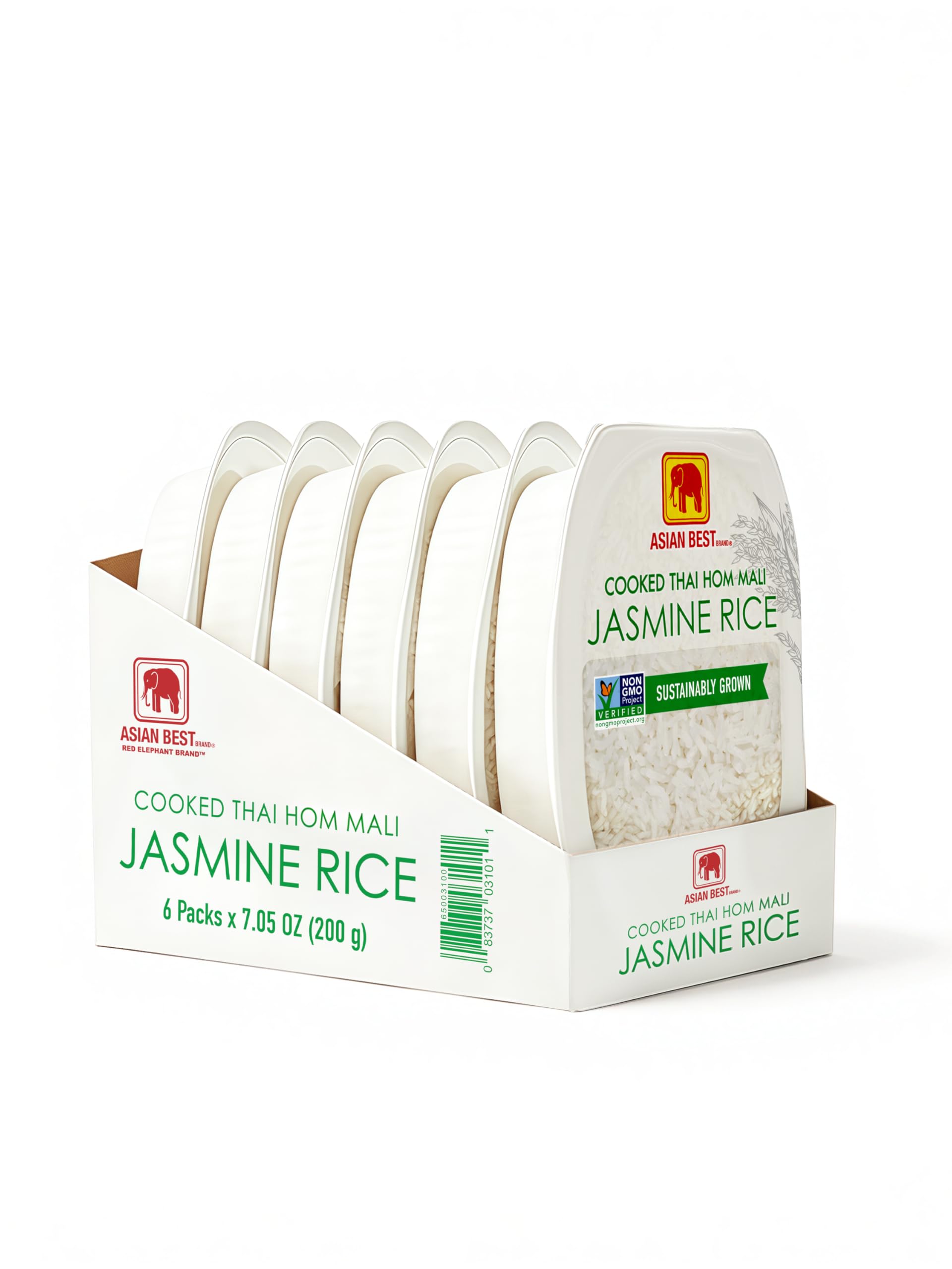 Asian Best Ready to Eat Cooked Thai Hom Mali Jasmine Rice, 12 Packs x 200g
