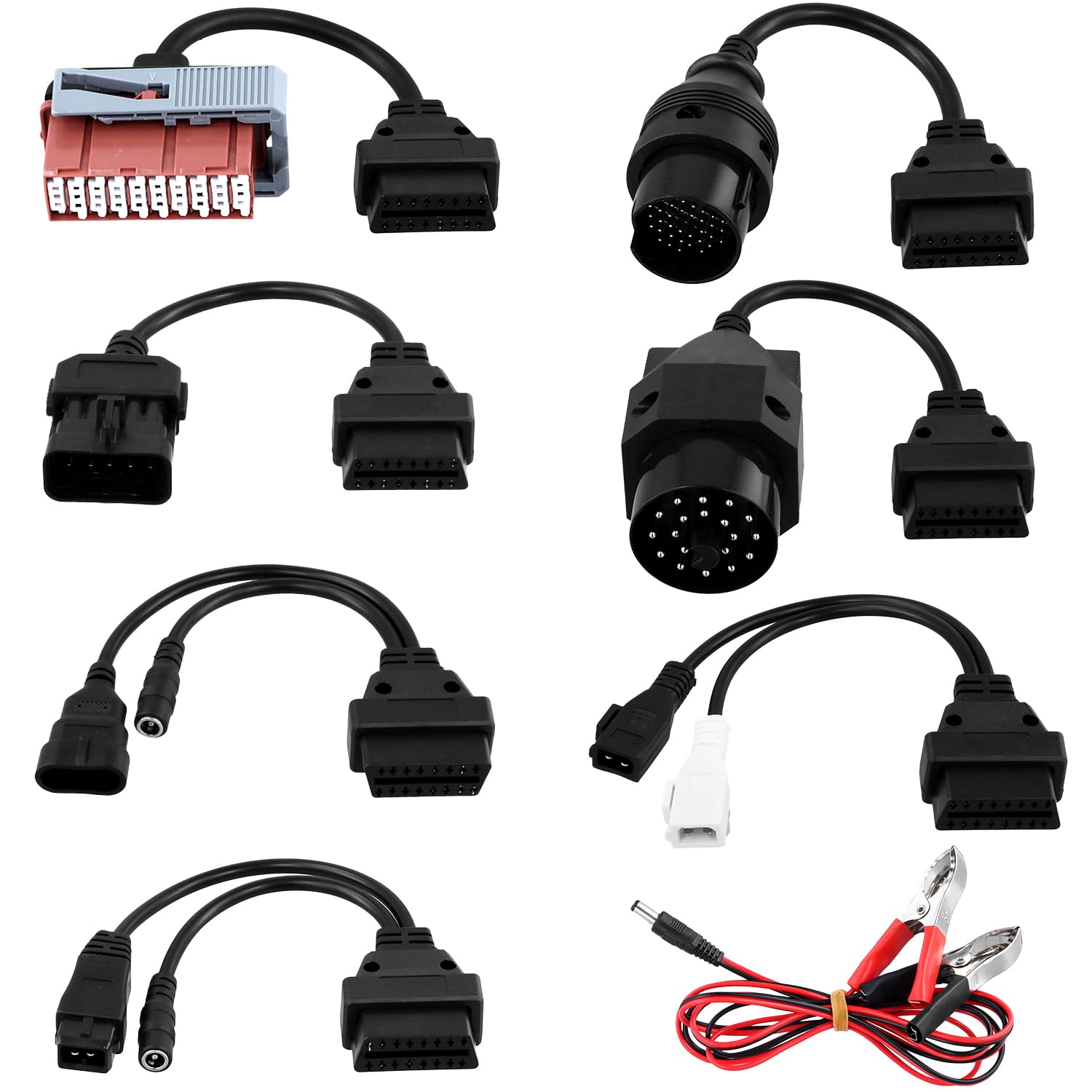 QWORK® 8 Pièces Câble Adaptateur Diagnostic OBD Kit, Appareil de Diagnostic OBD pour Voiture, Câble de Diagnostic Universel OBD2 OBD1