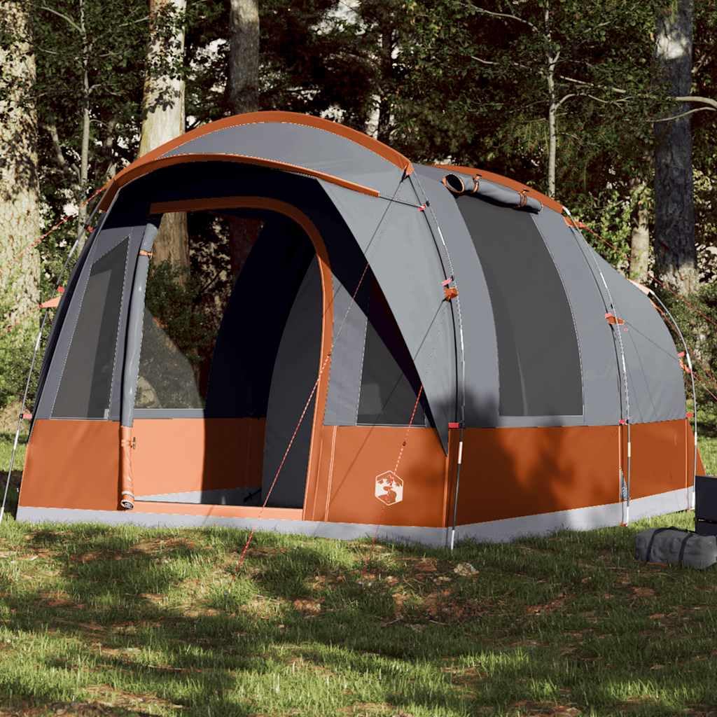 Tente Tunnel Camping 3 Personnes Gris Orange imperméable avec Double Toit, spacieuse ventilée pour randonnée et Voyage, Facile à Monter, résistante au Vent aux Insectes, 400x260x205 8. 7 kg