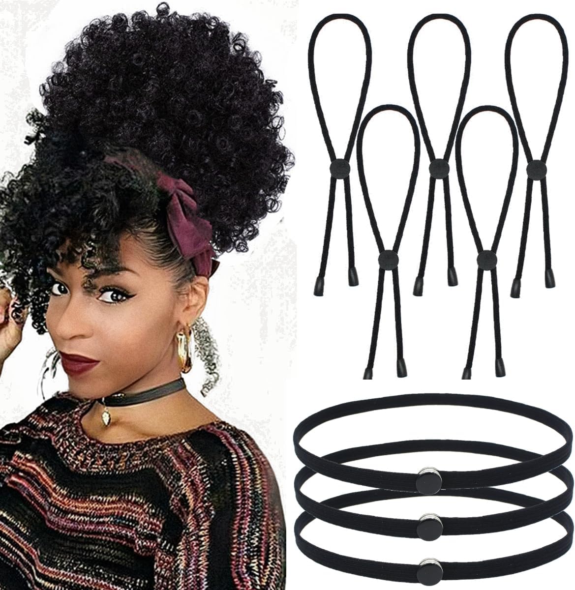 6 Pcs Adjustable Hair Ties for Thick Hair&Natural Hair