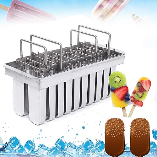 DNYSYSJ Moldes de paletas de acero inoxidable y estante para helados, molde de cocina para hacer helados (20 moldes)