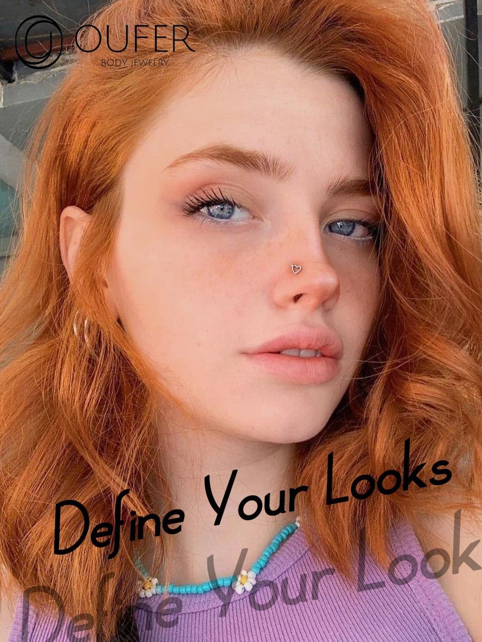 OUFER 925 Sterling Silver Nose Stud L Nose Rings 20G Nostril Solid Heart Nose Piercings Jewelry Cartilage Earrings for Women Men (L - Heart) - Image 8