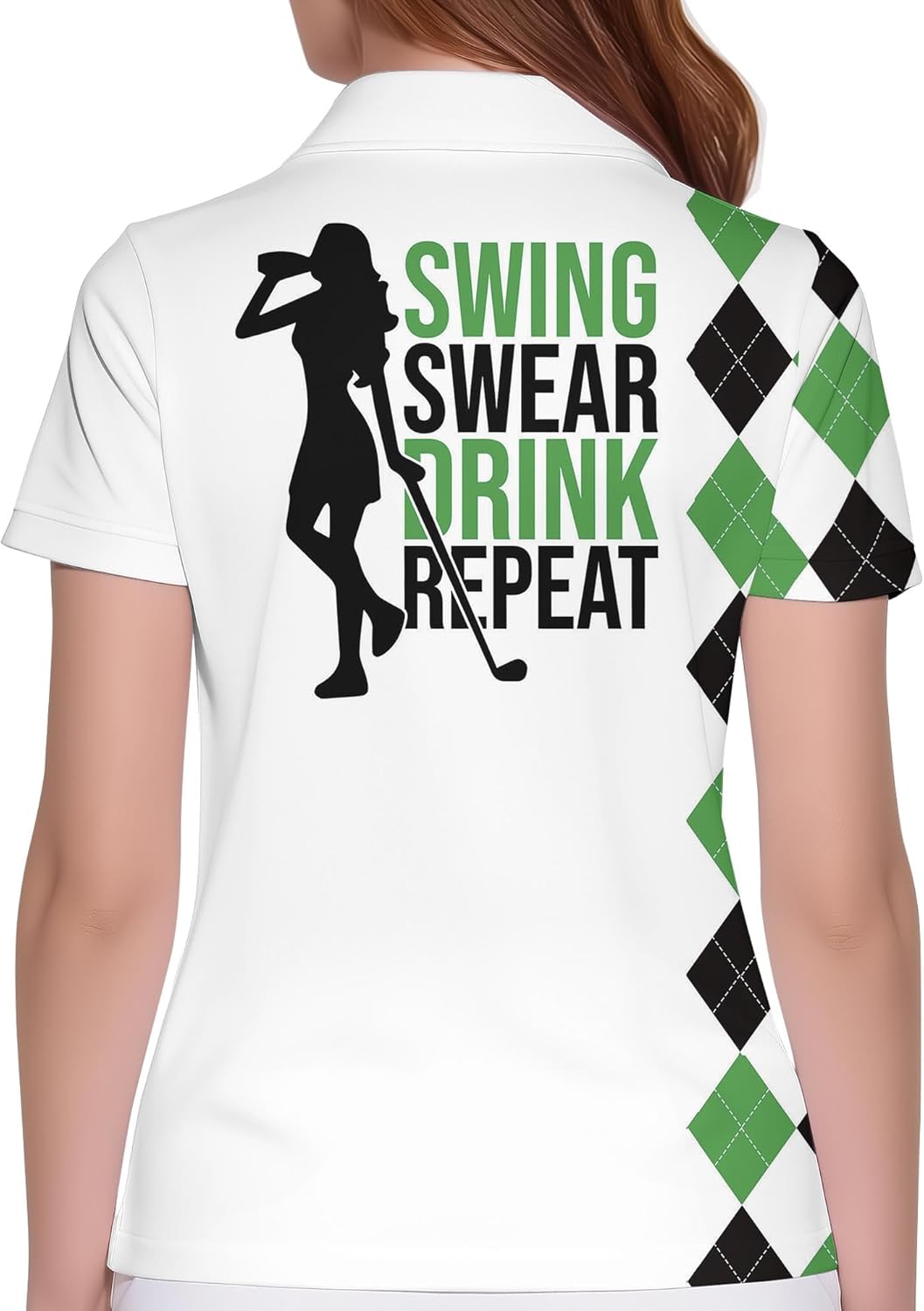 HIVICHI Funny Golf Shirts for Women Print Crazy Pattern Cute Novelty Moisture Wicking Short Sleeve Tennis Polo Shirt