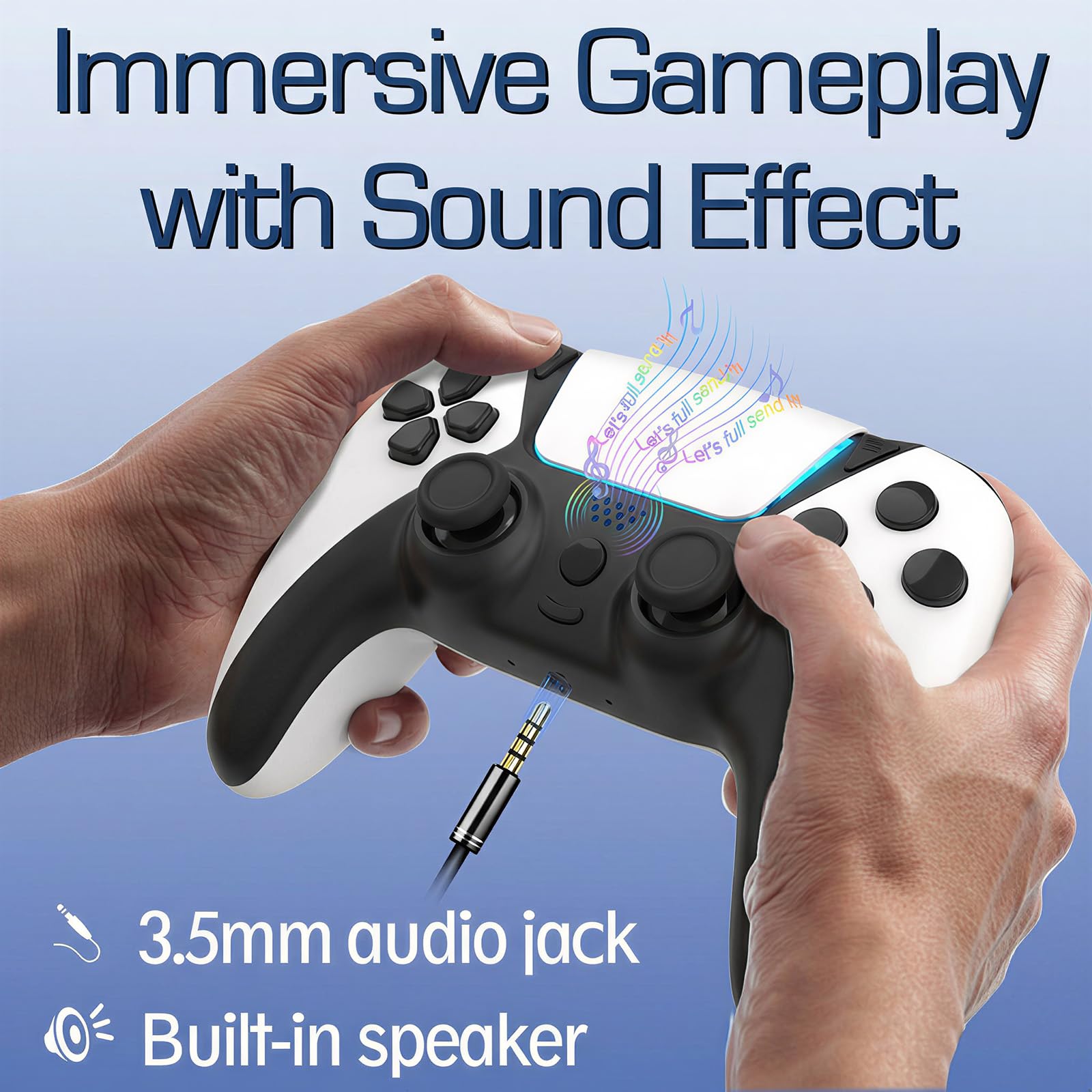 Ruibopad Für PS4 Controller,Wireless Controller Kompatibel mit PC,Pro,Slim,ALPS Joysticks Ohne Drift,Paddels und Turbo,Gamepad mit 3.5mm Kopfhörerbuchse,1200mAh Akku,Weiß.Geschenk für Gamer.