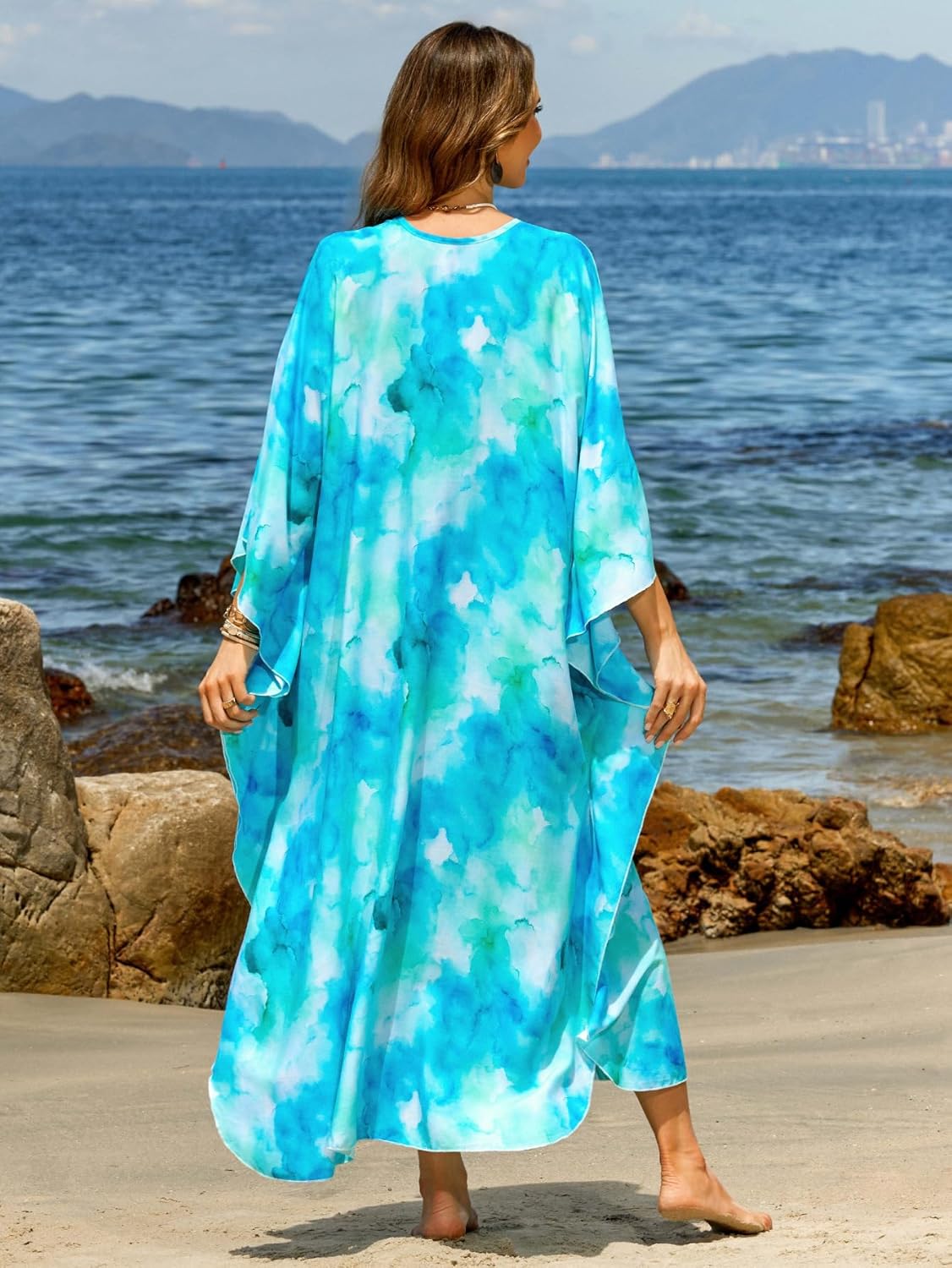 Women 2025 Summer Kaftan Dresses Plus Size Bathing Suit Cover Up Moo Moos Beach Dress for Swimwear Caftan Dress - Image 7