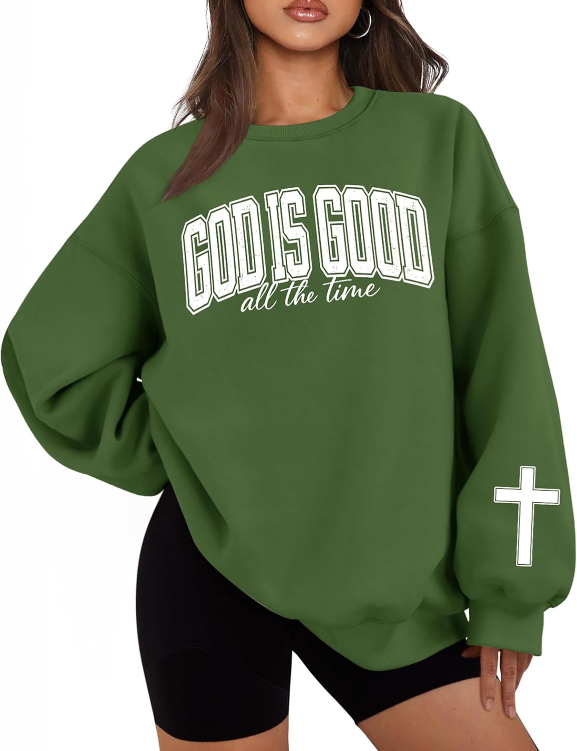 UYIQL Christian Sweatshirts for Women Oversized Faith Jesus Shirts Bible Verses Inspirational Long Sleeve Graphic Pullover