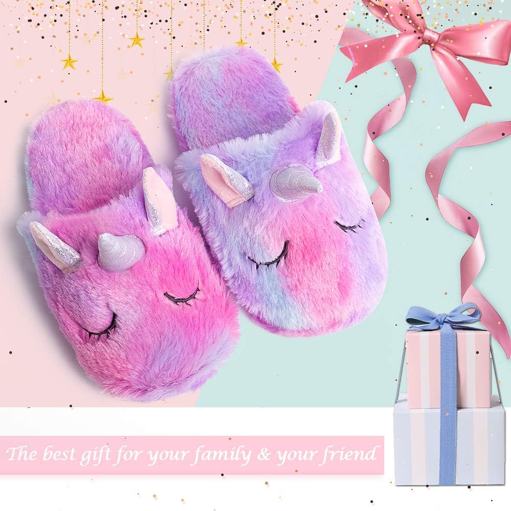 Girls Family Unicorn Slippers Cute Fluffy Anti-Slip Indoor Home Slippers Household Winter Warm Slippers - Image 6