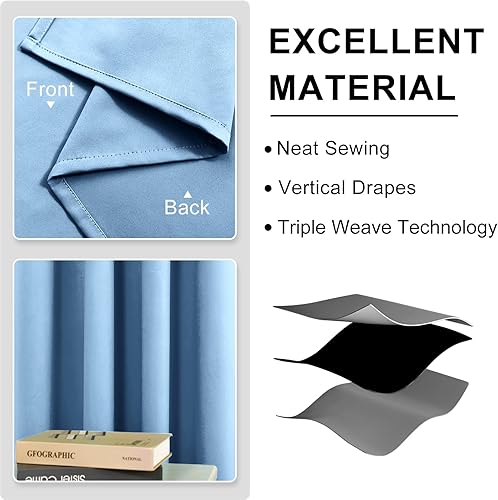 Miniatura 5 de DWCN Cortinas opacas de 63 pulgadas de largo, cortinas drakening para habitación, cortinas con ojales sólidos para sala de estar, cortinas extra