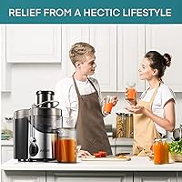 Vista 7 de Extractor de exprimidores de boca ancha de 3 pulgadas, potencia máxima de 800 W, para verduras y frutas con ajuste de 3 velocidades, motor de 400 W