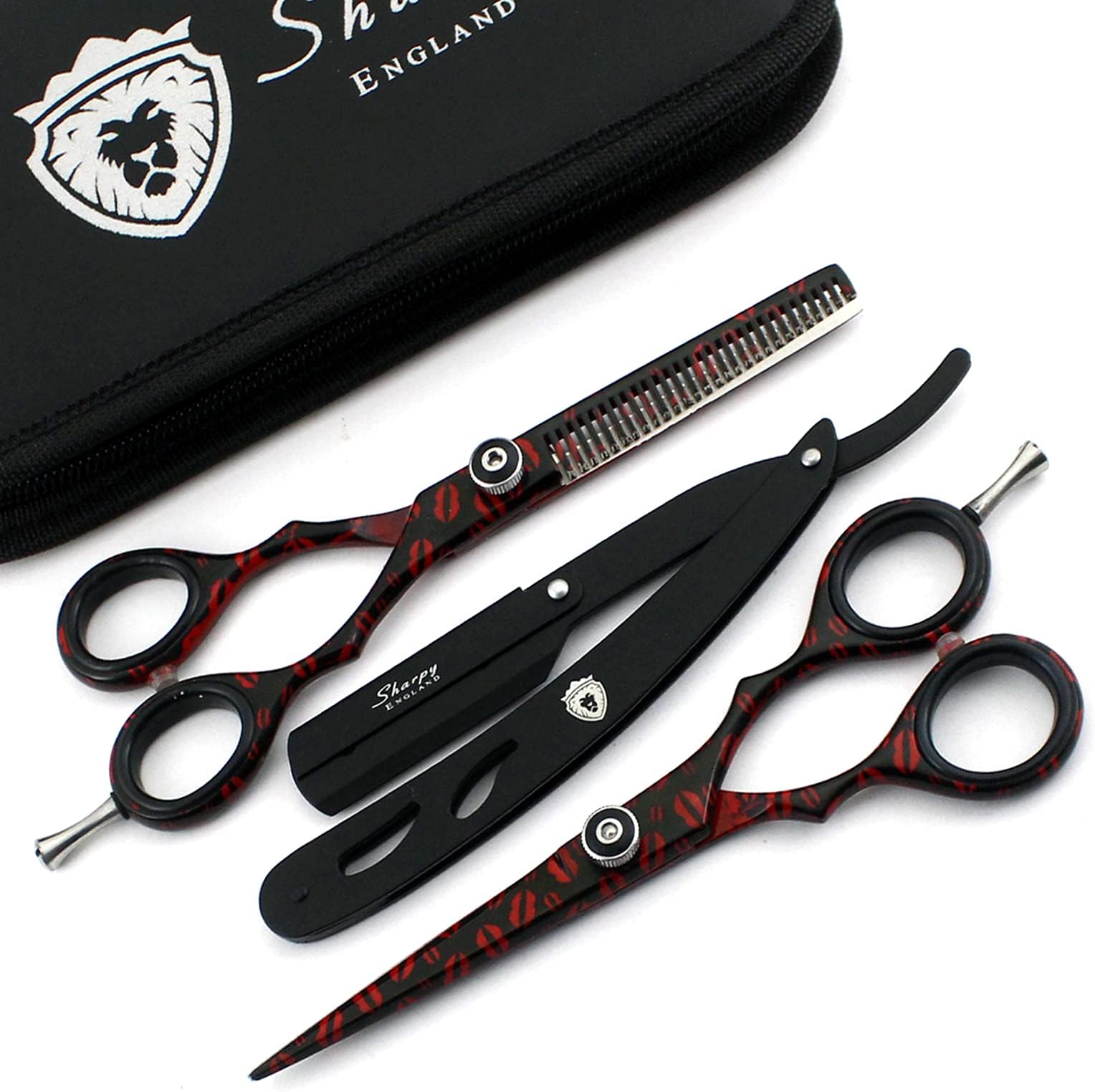 SHARPY 5.5inch Professional Barber Hairdressing Scissors Set Salon Hair Cutting Thinning Scissors Cutter Shears Stainless Steel Black