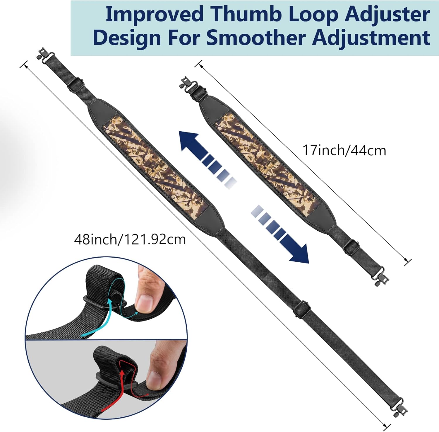EZshoot Gun Sling 2 Point Rifle Sling with Swivels, Comfortable Neoprene Padded Shotgun Sling, Length Adjustable Rifle Shoulder Strap for Outdoors Camo Black : Everything Else