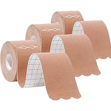 Kinesiology Tape Pro Athletic Sports 3 Rolls,60 Precut Strips Waterproof Breathable Latex Free Tape for Ankle Wrists Knees Elastic Running Tennis Swimming Sports Activities TapesFlesh Color