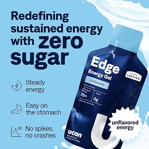 Miniatura 2 de UCAN Edge Energy Gel Shots, sin sabor (12 paquetes de 2 onzas) para correr, entrenar, entrenar, fitness, ciclismo, crossfit  Energía sin azúcar,