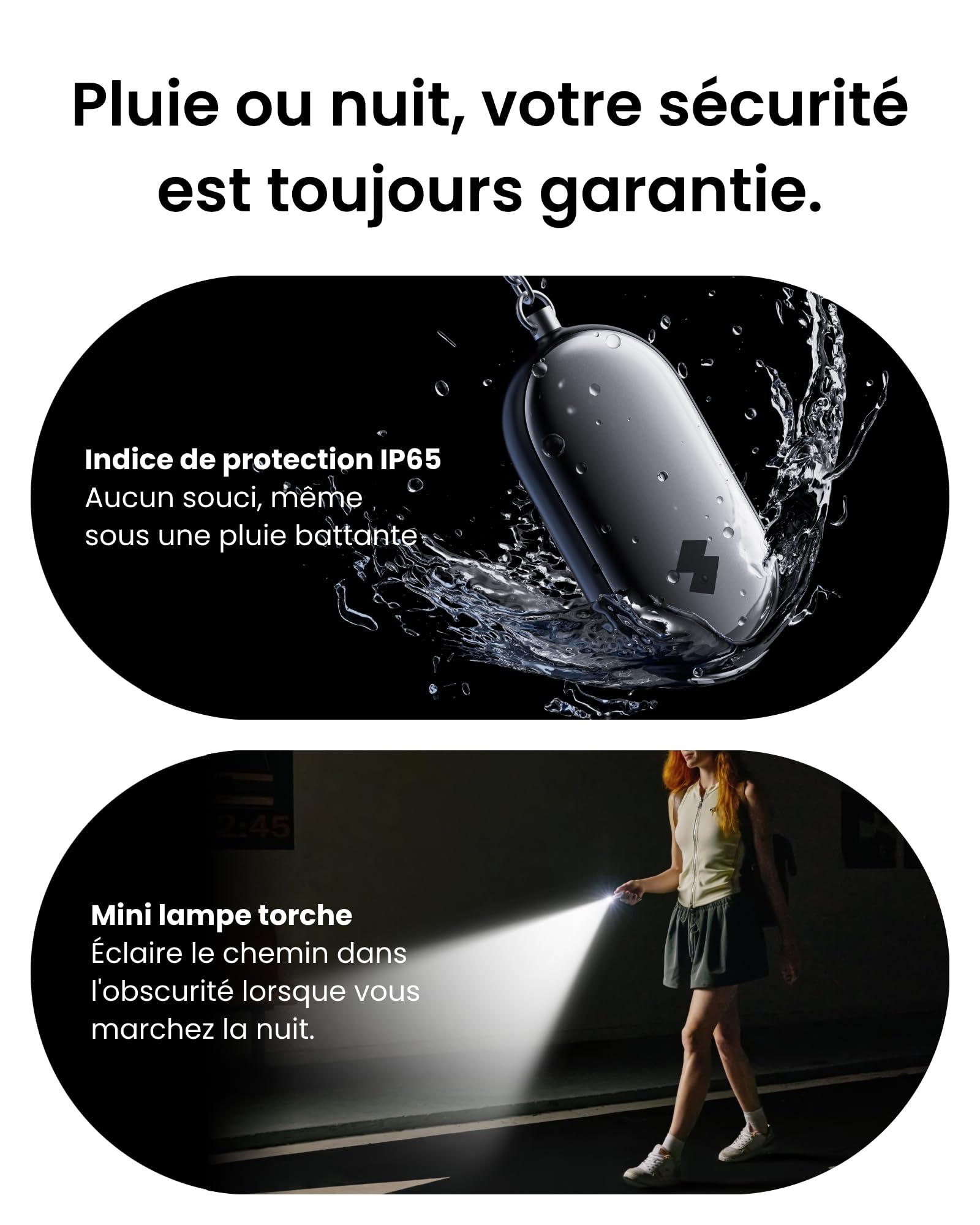 SwitchBot Alarme de Sécurité Personnelle, 130dB Sirène puissante & Lumière stroboscopique, Porte-clés d'Autodéfense IP65 avec Alertes de Localisation, Parfaite pour Femmes, étudiants et Enfants, Blanc
