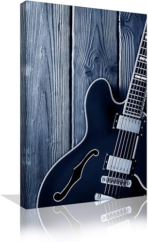 Urttiiyy Arte de pared de música de guitarra vintage, pinturas en lienzo blanco y negro, decoración del hogar, pósteres impresos para dormitorio,