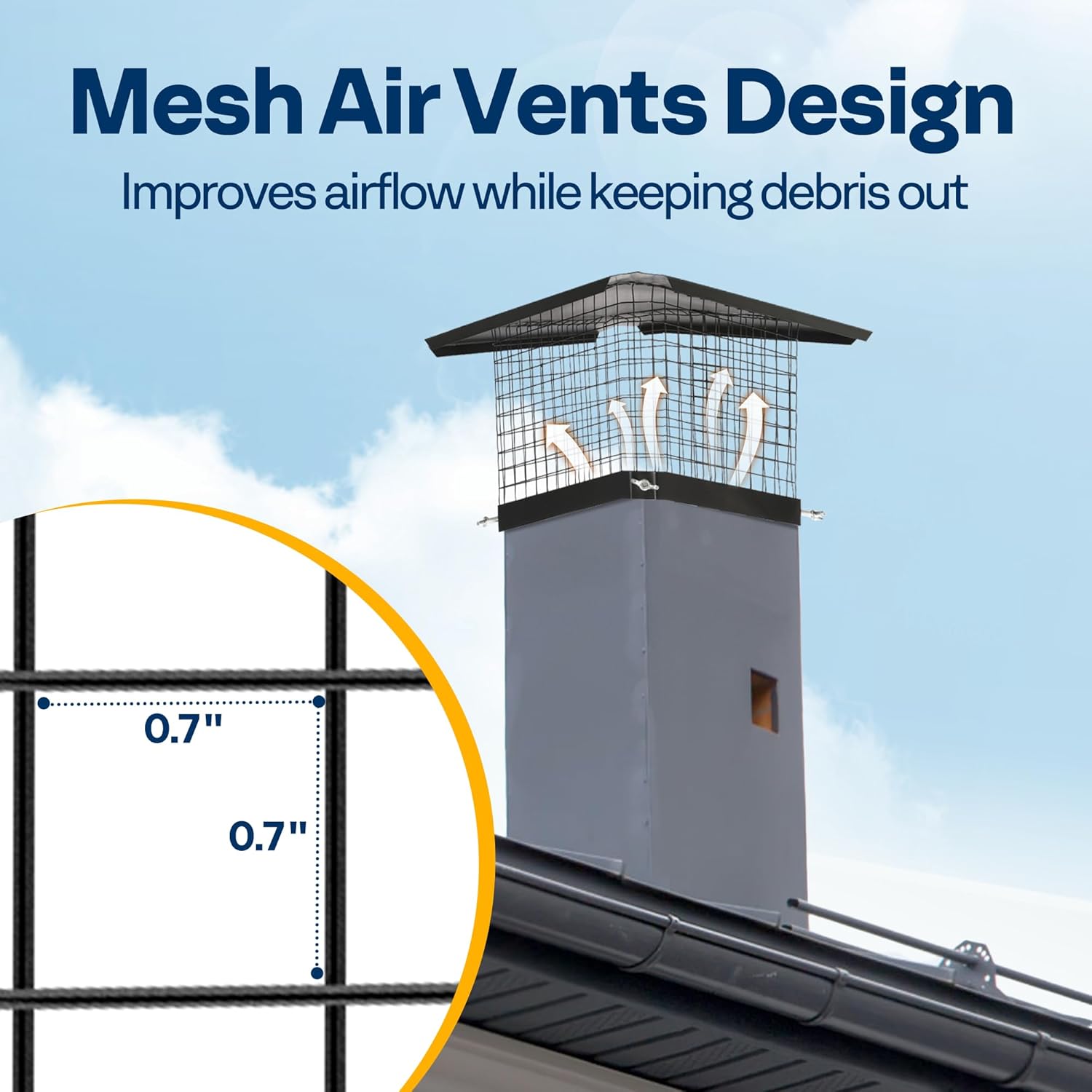 VIVOHOME 9x9 Inch Chimney Cap, Square Chimney Cover, Galvanized Steel Fireplace Flue Lid for Outside, Black Chimney Rain Caps with Single Bolt-on