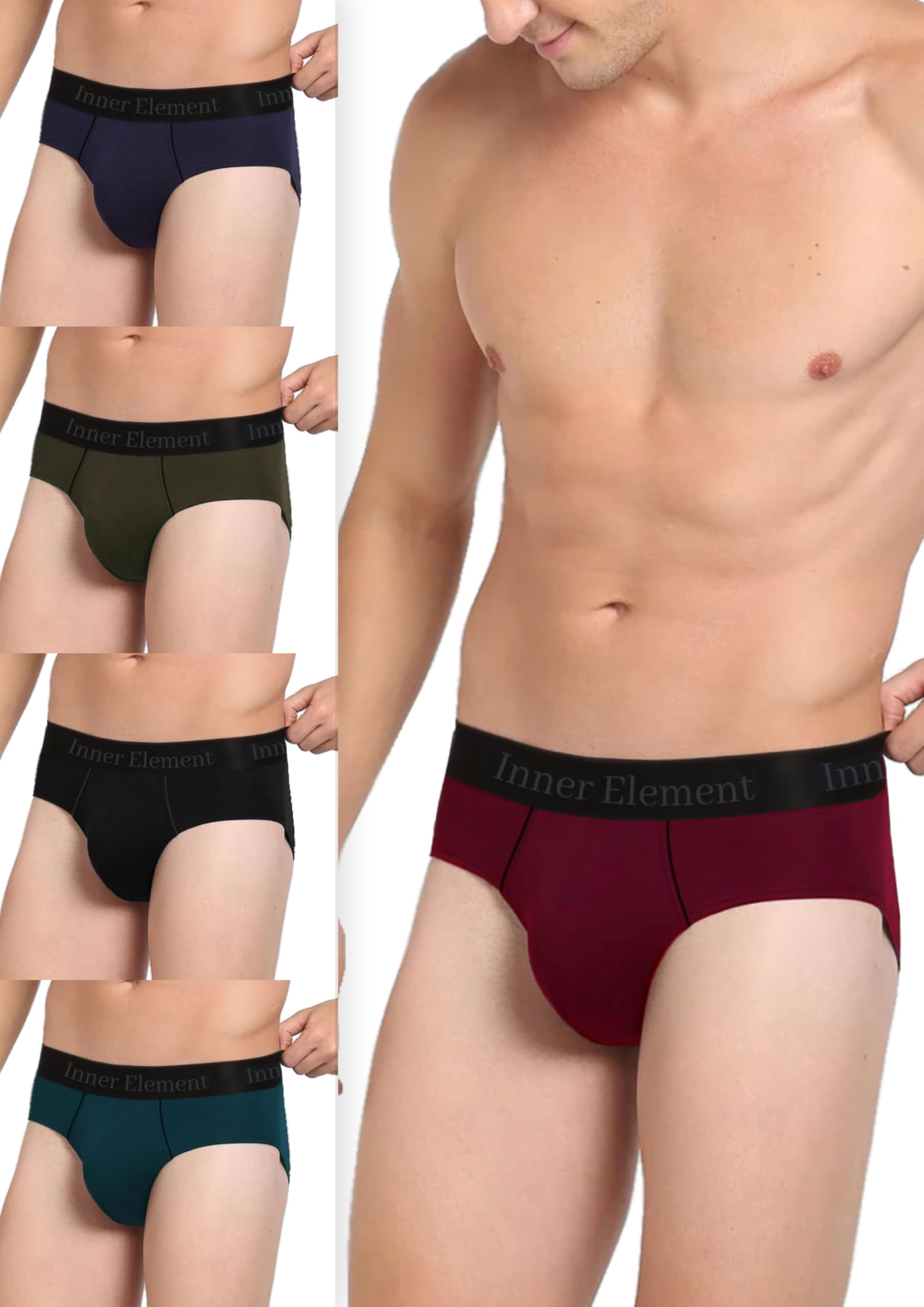 inner element Men Brief Multicolor Pure Cotton Brief Pack of 5-picture-26