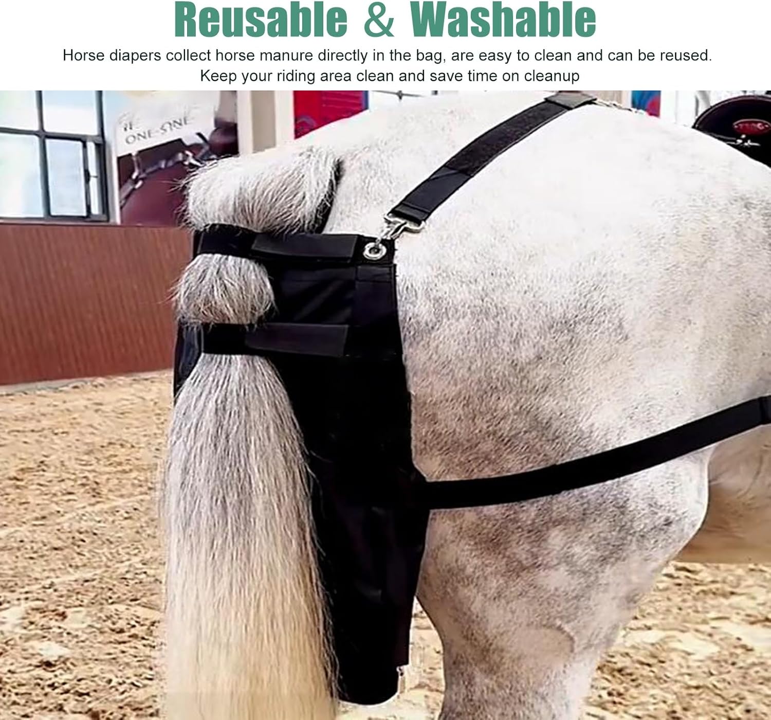 Waterproof Horse Poop Bags - Washable & Lightweight Diapers for Mini Horses - Durable Ox Material Manure Bags for Riding, Gardens & Outdoor Use