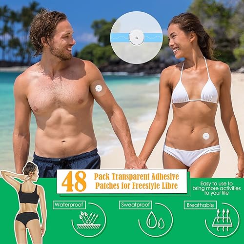 Miniatura 2 de Paquete de 48 parches adhesivos transparentes impermeables para ducha, protectores para sensores CGM, protectores para cinta transparente precortada