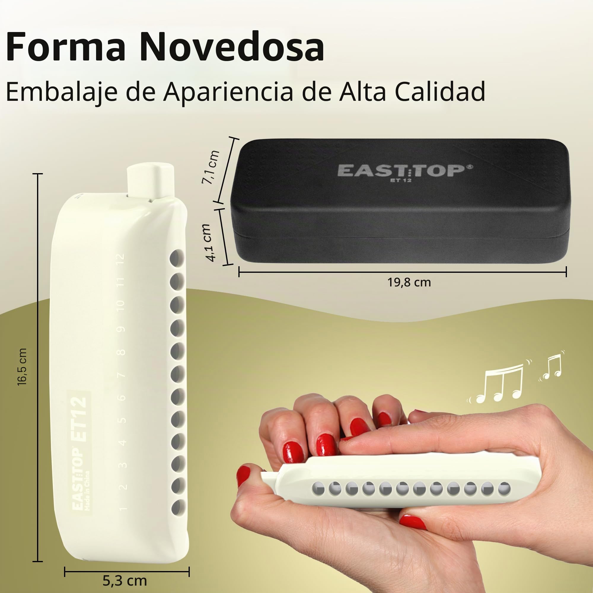 EAST TOP Armónica cromática ET12 para adultos y profesionales con diseño moderno único, ET12-IVORY