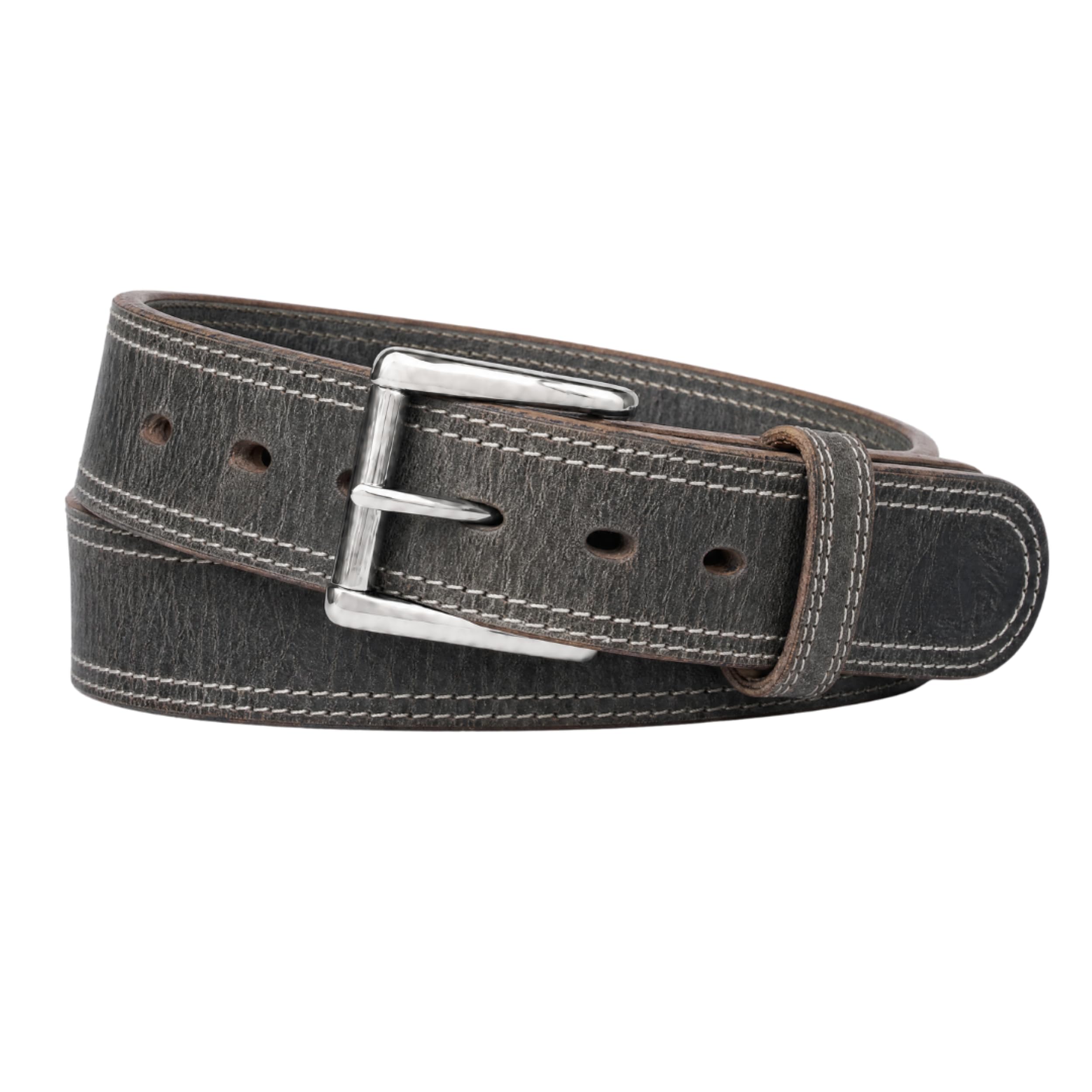 Hanks Montana Bison Double Layer Belt - Made in USA Men’s Real Leather Belt | 1.5" Wide 100% Full Grain Bison Leather Heavy Duty Belt for Men, 100 Year Warranty, Stainless Steel Interchangeable Buckle