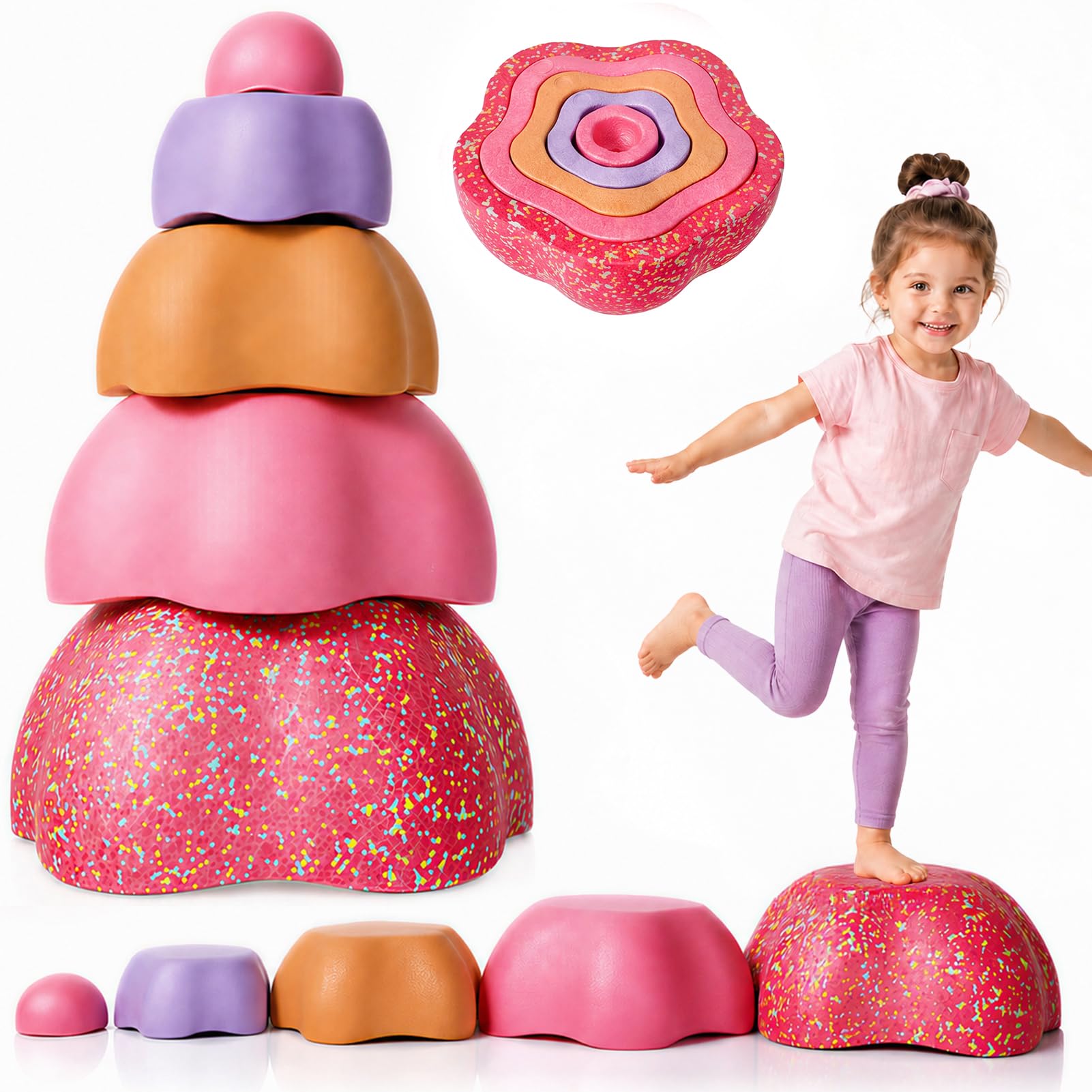 Anginne Balance Stepping Stones 5Pcs, Sensory Toys for Kids 3-8