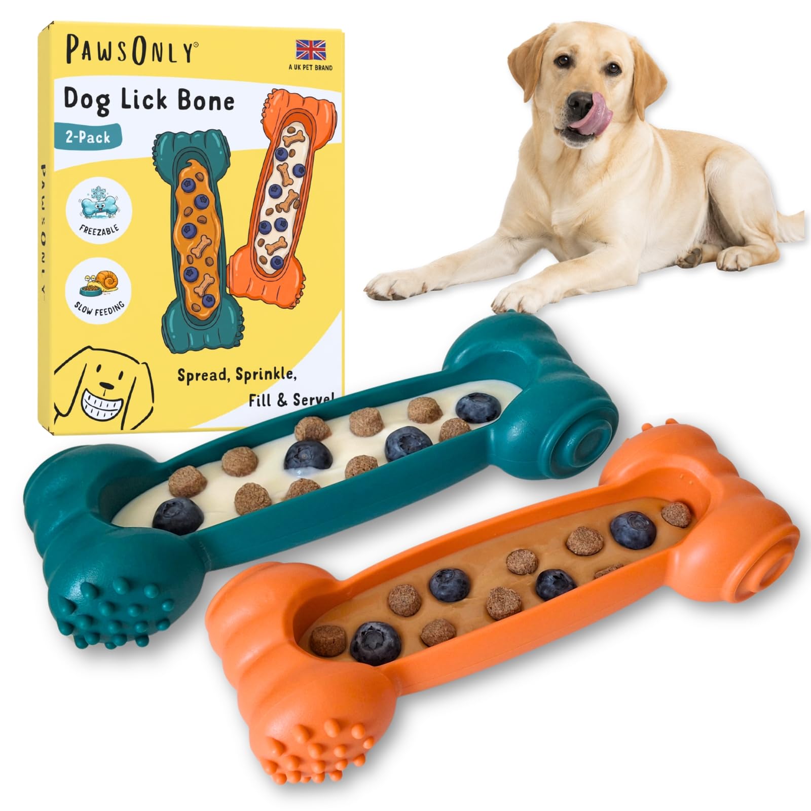 PawsOnly | Interactive Dog Treat Toy | Freezable Lick Bone for Enrichment