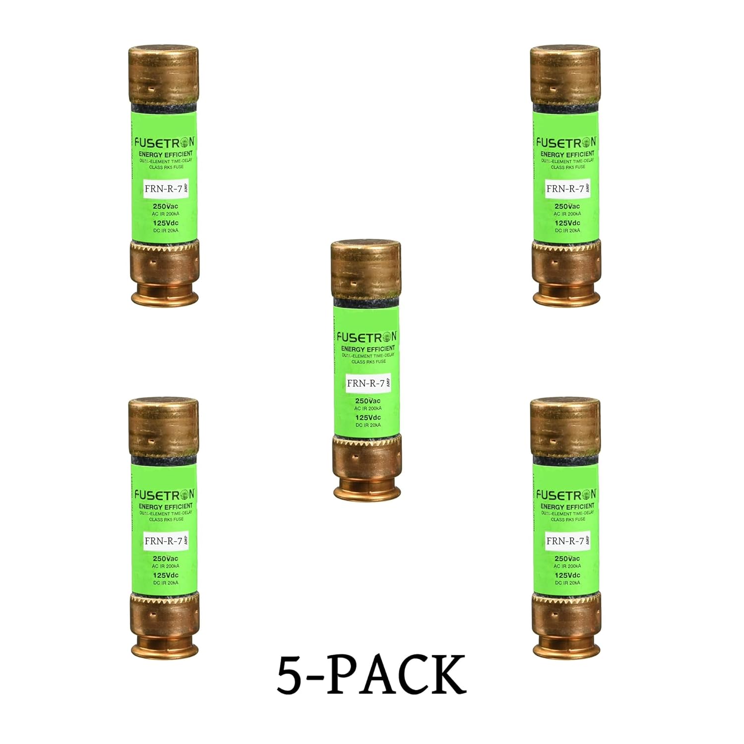 5-Pack New FRN-R-7 FRN-R-7A 250Vac Time Delay Fuse,FRN-R-7A Current Limiting Class RK5 Fuse