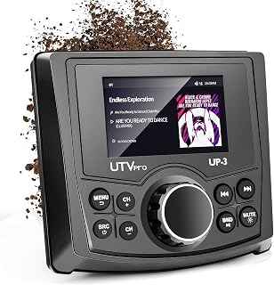 Powersports UTV Stereo AM/FM with Bluetooth Streaming 3 Zone, Compatible to Rear View Camera, External Amplifier Switch on/Off