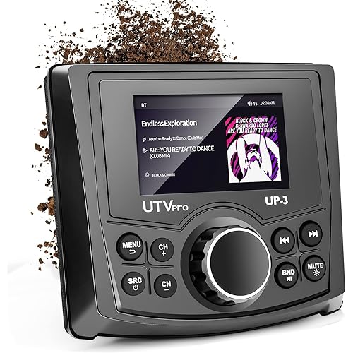 Powersports UTV Stereo AM/FM with Bluetooth Streaming 3 Zone, Compatible to Rear View Camera, External Amplifier Switch on/Off