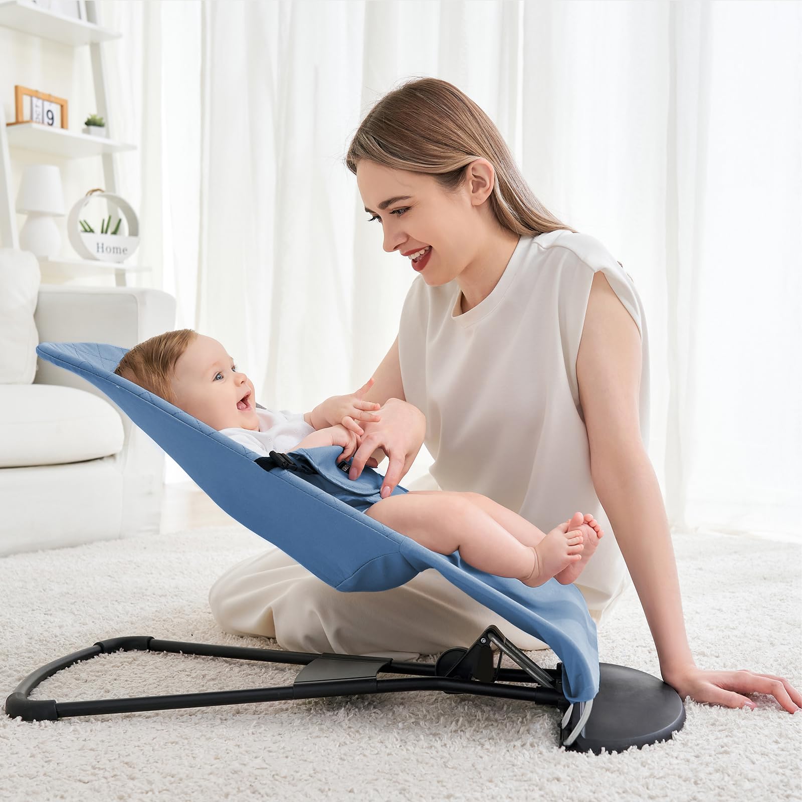iGRATENS Siège en tissu pour transat | Housse pour transat Baby Bjorn Balance Soft & Bliss, 100 % coton, douce pour la peau, lavable en machine, bleu
