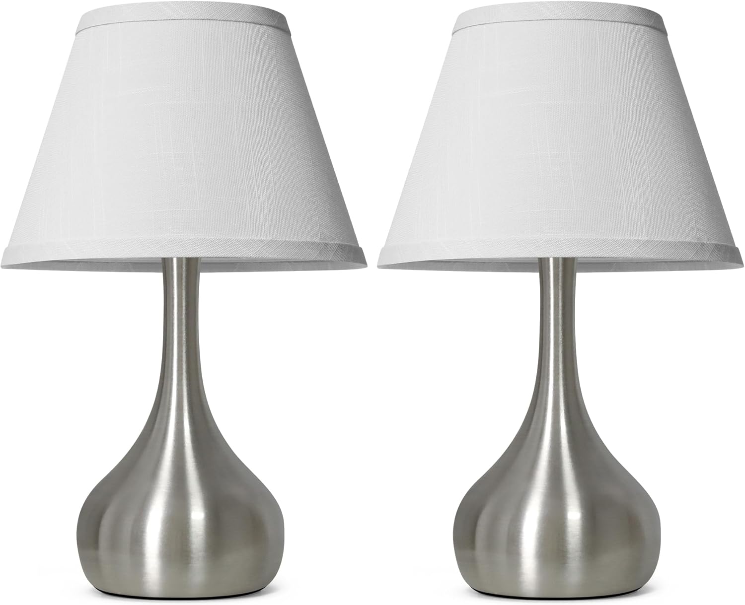 17” Touch Table Lamp for Bedroom Set of 2, 3-Way Dimmable Bedside Lamp for Nightstand, Modern Metal Desk Lamp with Linen Shade for Living Room, Kids Reading, Dorm, Home Office Decor, Bulb Included