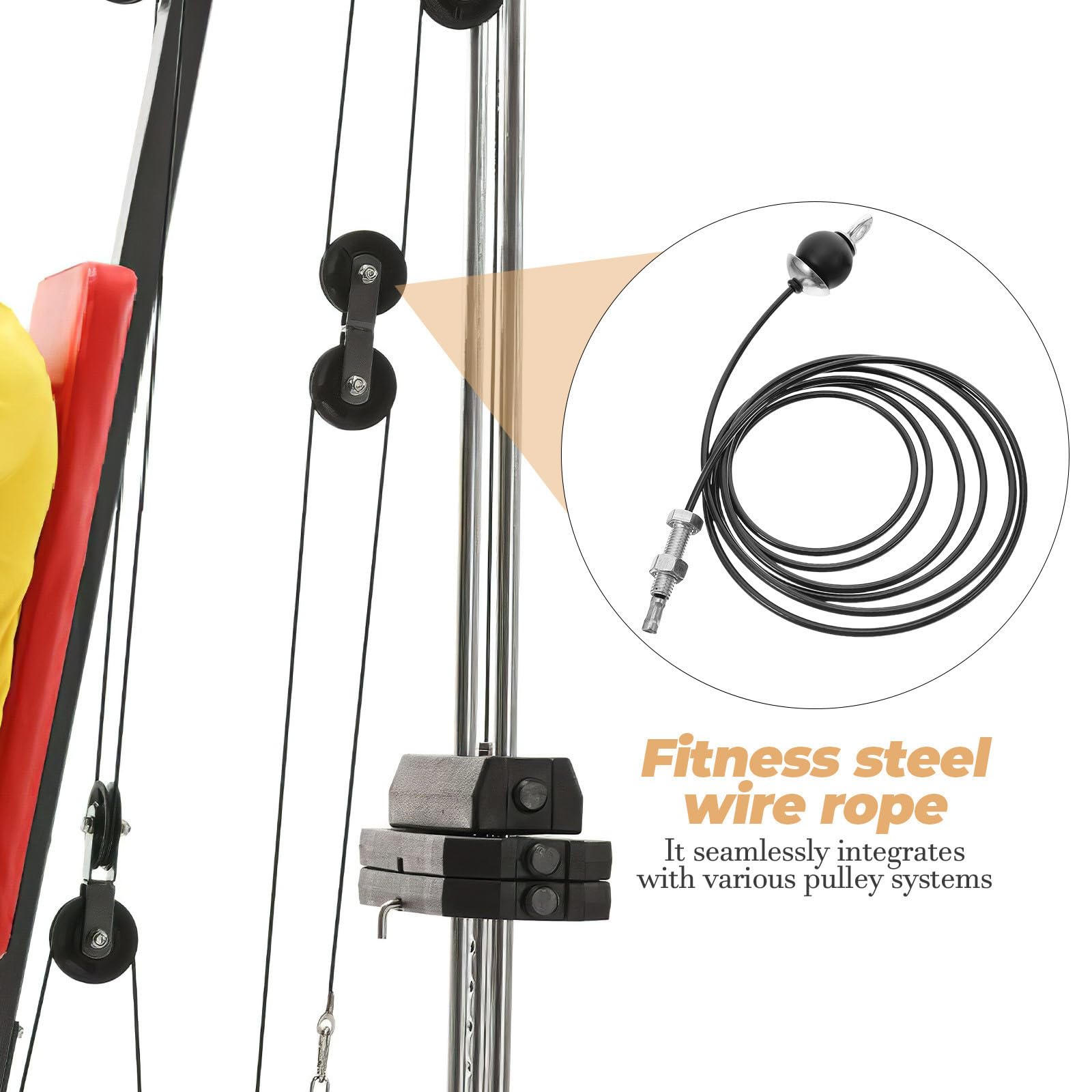 SHINEOFI Cable de Polea de Acero 5mm para Gimnasio y Entrenamiento
