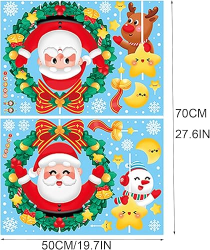 Miniatura 3 de Diseño de escena de ventana de Navidad, calcomanía de cristal para puerta corrediza, adhesivo de corona de Papá Noel, adhesivo electrostático, copo