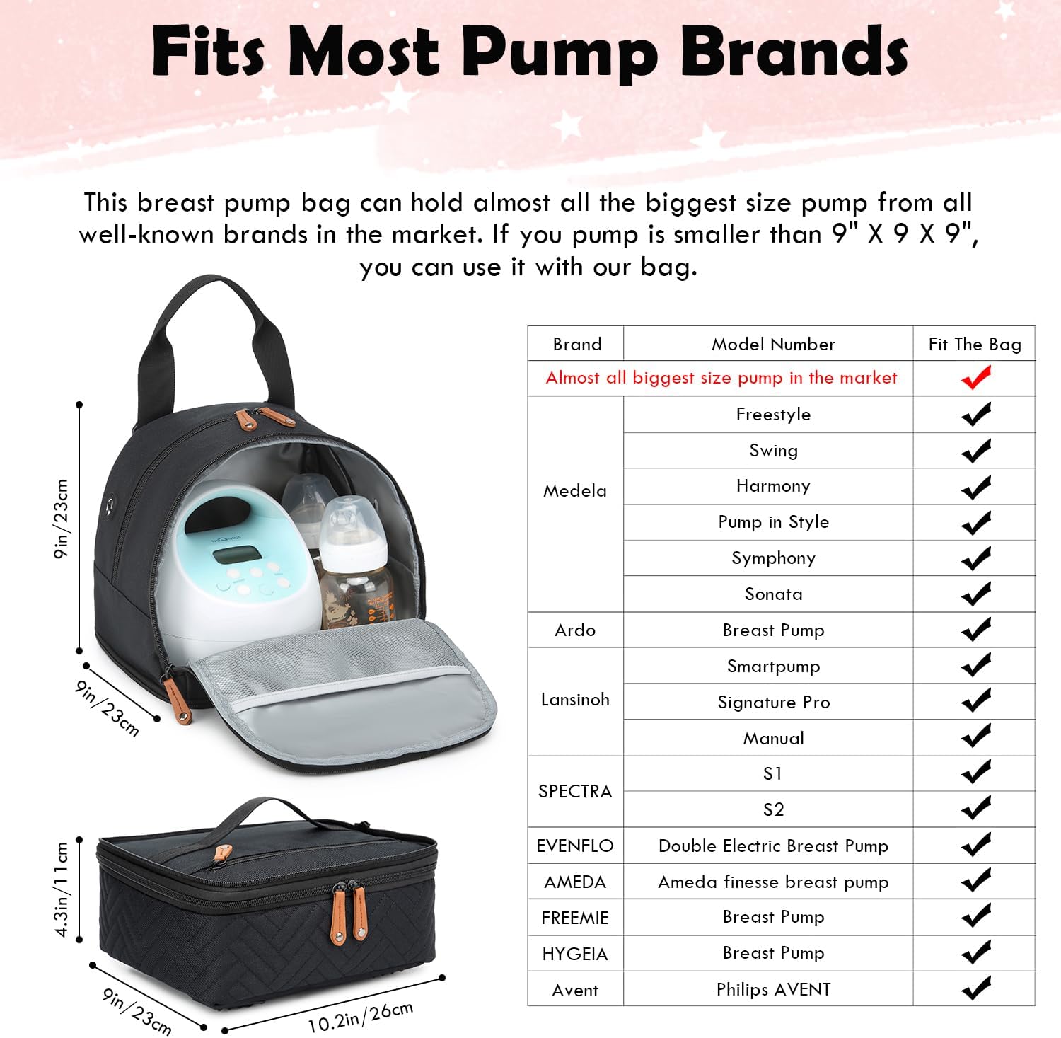 Breast Pump Bag for Spectra S1/S2 - Spectra Pump Bag with Ice Pack & Waterproof Mat, Portable Breast Milk Cooler Case for Work, Travel and Family Use, Black - Image 2