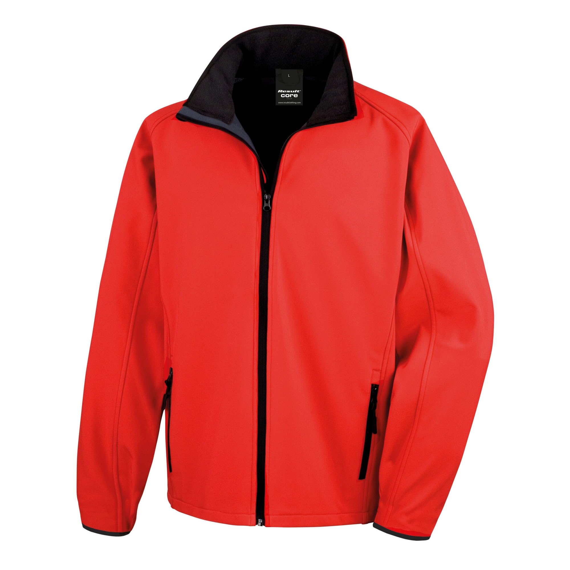 Result Men's Result Core Printable Soft Shell Blouson Plain Turtleneck Long Sleeve Jacket, Red (Red/blk), Small(Manufacturer Size:S)