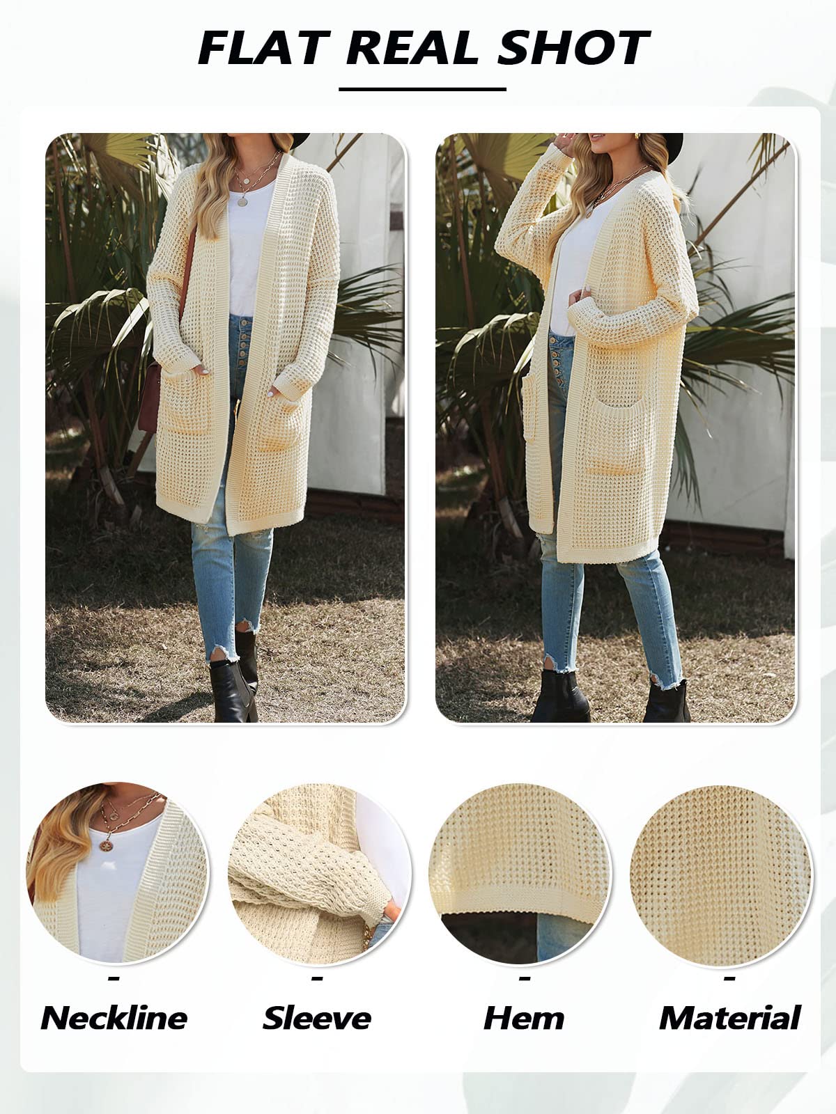 Uusollecy Cardigan Mujer Larga Chaqueta Punto Grueso Monocolor para Otoño e Invierno Abrigo Informal con Bolsillo