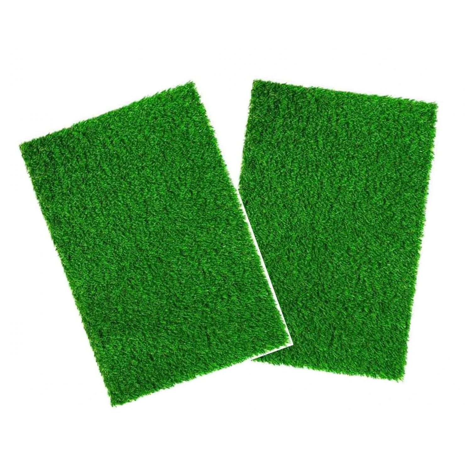 40 x 60 cm Artificial Grass Mat, Green, Set of 2, Synthetic Turf Patch for Indoor and Outdoor Use