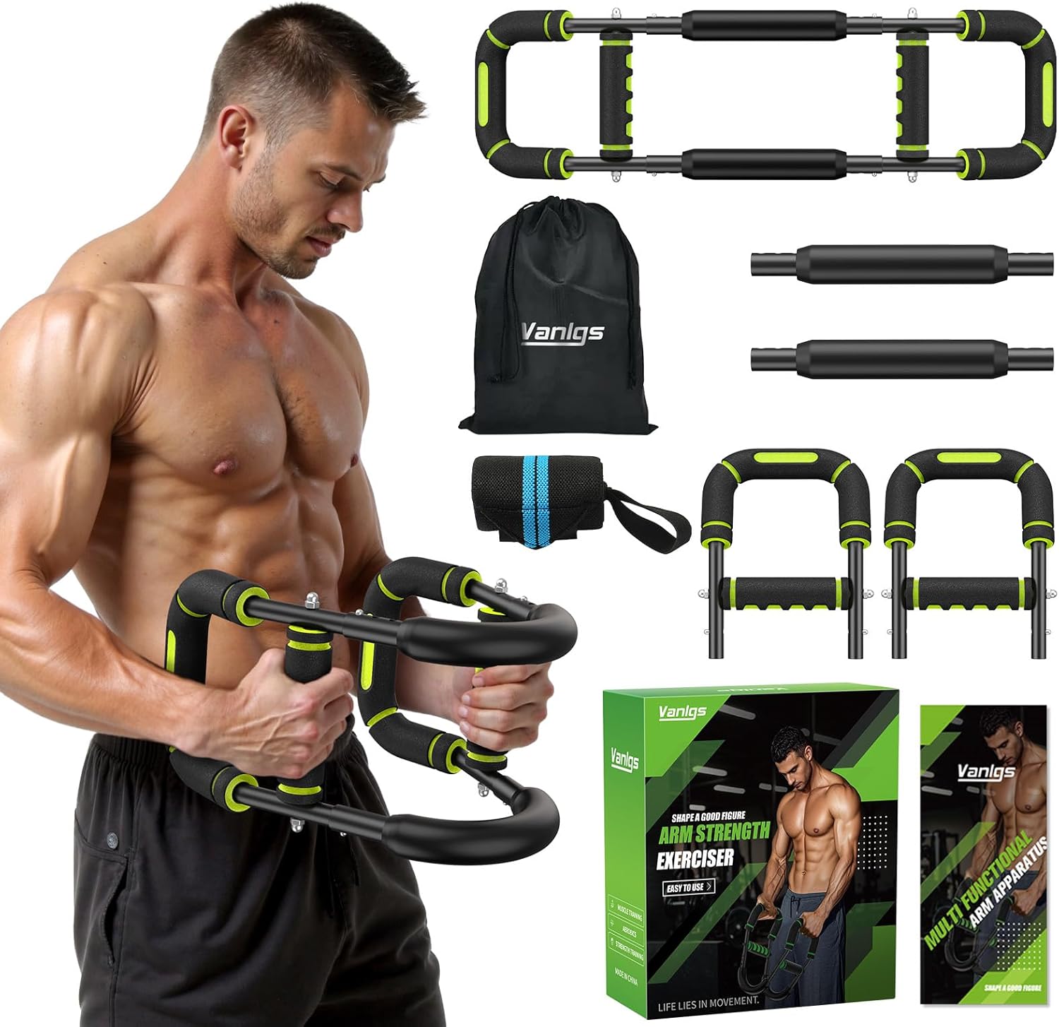 Twister Arm Trainer for Men, Chest Workout Equipment 5-Level Adjustable (40-130lb) with Ergonomic 27° Targets Biceps/Clip/Thigh, Portable Exerciser for Home Gym Travel Fitness