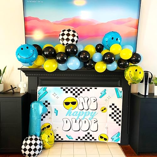 Miniatura 4 de Groovy - Telón de fondo de fiesta de cumpleaños, diseño de margaritas estilo bohemio, flores retro para bebé y niña, cartel vintage de dos fondos