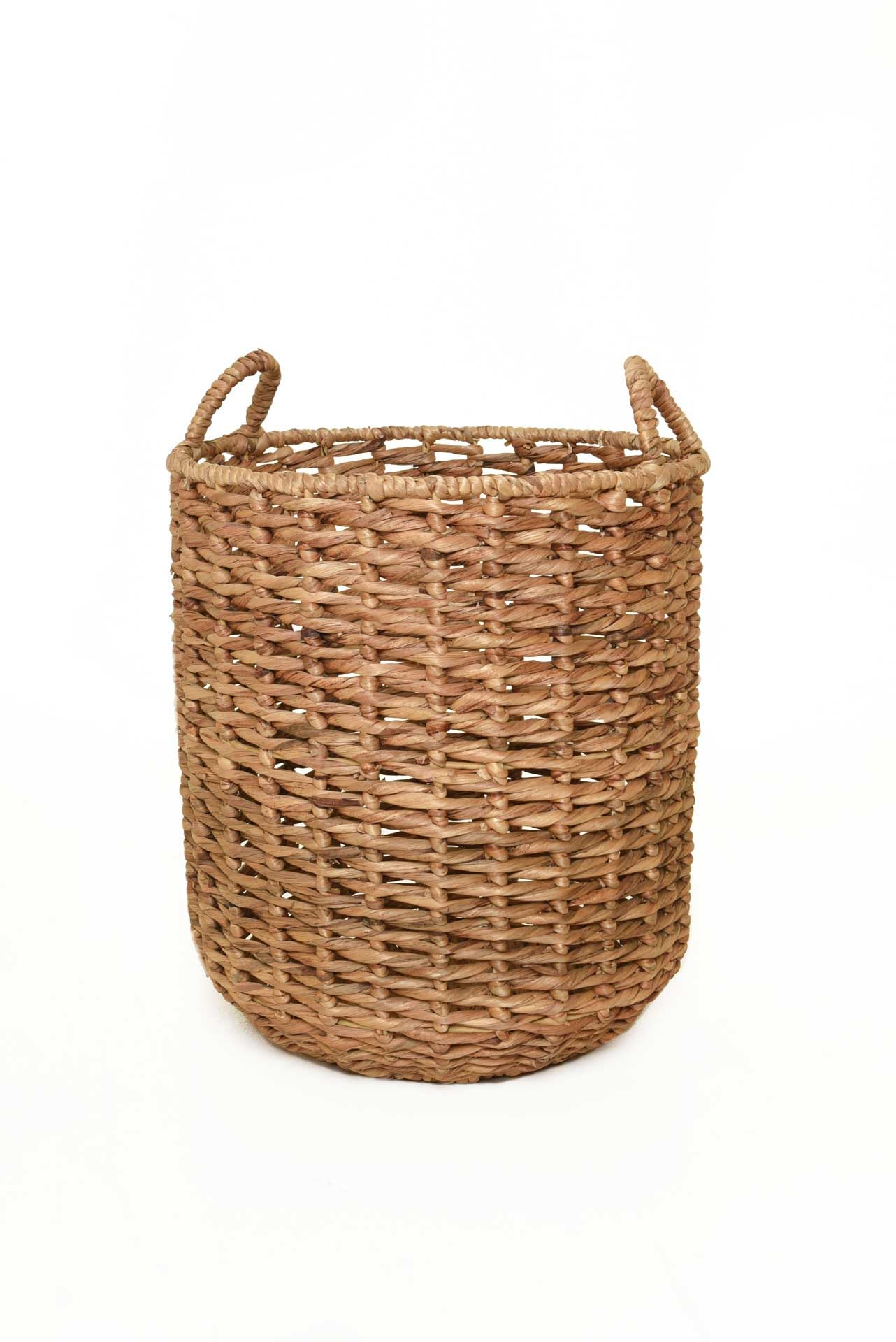 VIVANNO Dekokorb Natur BACINO Wasserhyazinthe Korb mit Griffen 45x50 cm | Vielseitiger Aufbewahrungskorb für Decken oder Magazine, geflochtener Wäschekorb aus Naturmaterial für den Innenbereich