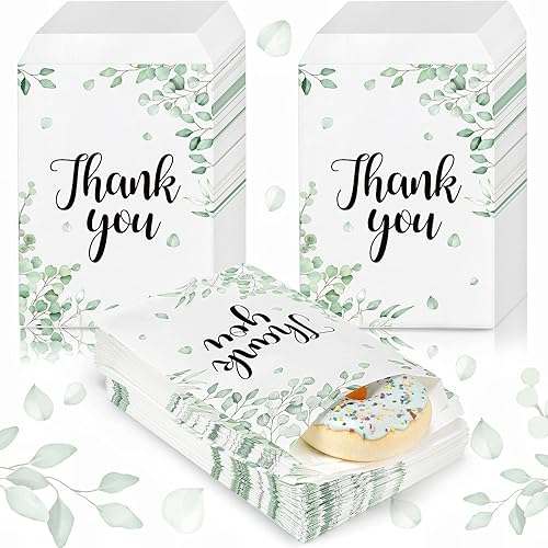 Roowest Paquete de 200 bolsas de papel de agradecimiento para galletas a granel de 5 x 7 pulgadas, bolsas de regalo de agradecimiento para bodas,
