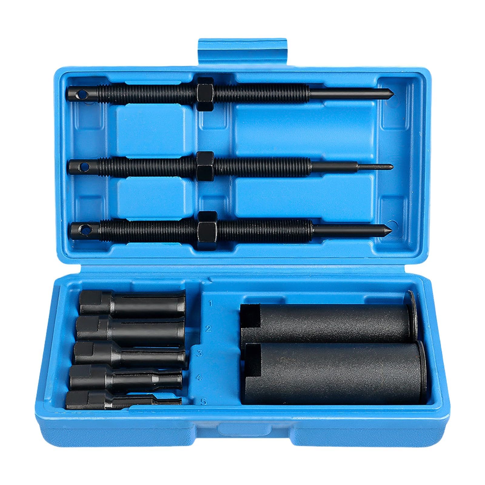 Extracteur de roulement intérieur de moto de 9 à 23 mm avec étui de moulage par soufflage portable - Extracteur de roulement intérieur - Kit d'extracteur de roulement de roue avec 5 collets
