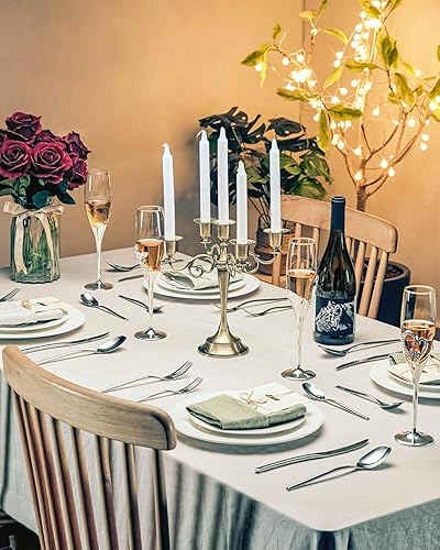 Miniatura 8 de Lemeya - Juego de 20 cubiertos de acero inoxidable para 4, juego moderno de cubiertos de acero inoxidable 1810, juego de cubiertos de lujo, juego